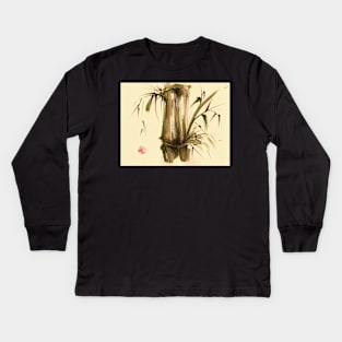 "Strolling along..."  Original sumi-e acrylic wash painting on paper. Kids Long Sleeve T-Shirt